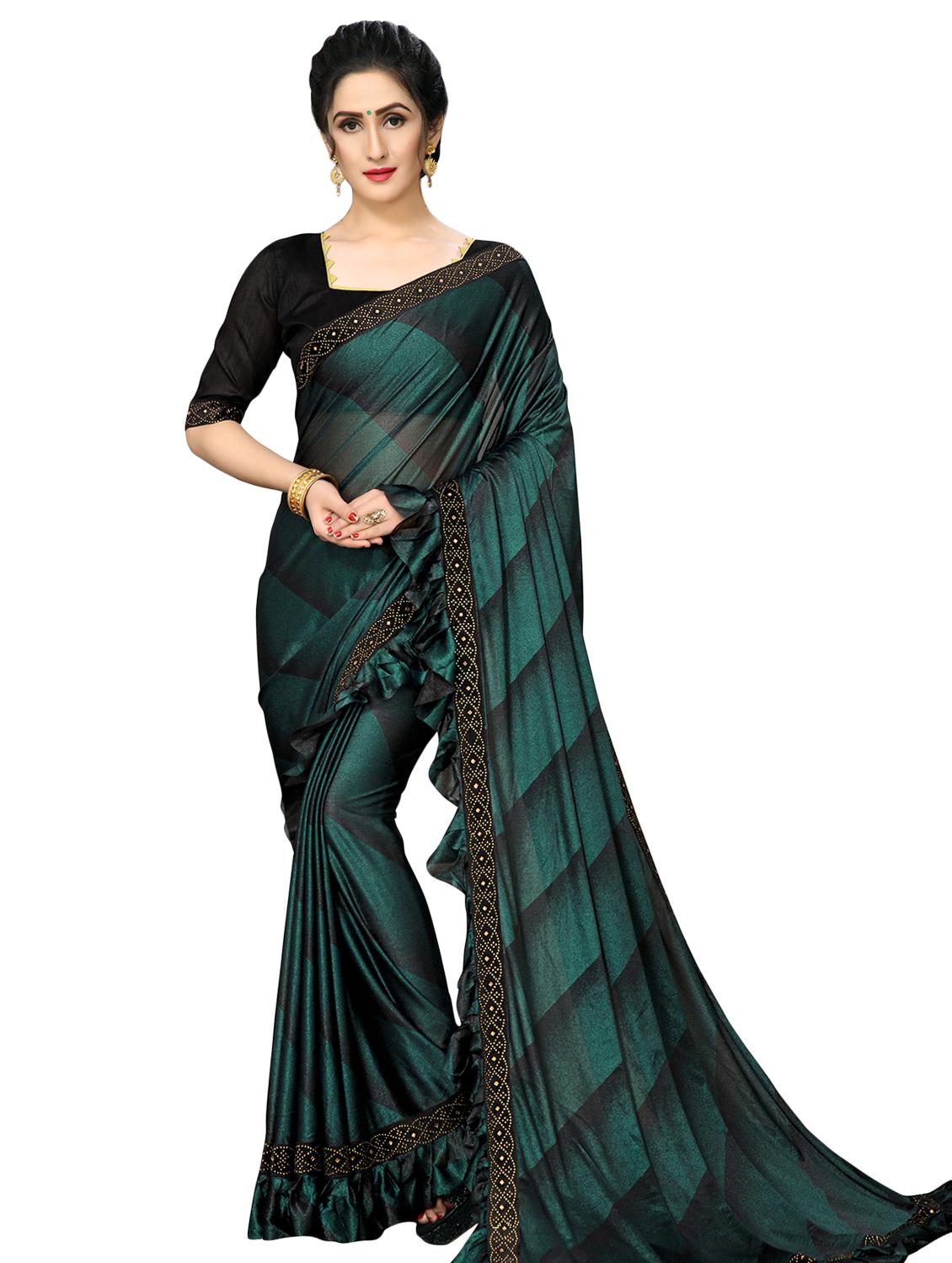 ruffle printed saree with blouse - 16936061 - Zoom Image - 1