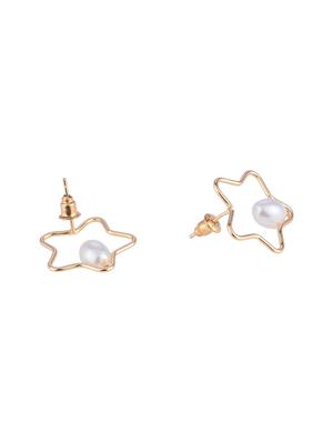 gold metal studs earring - 16936205 - Standard Image - 3