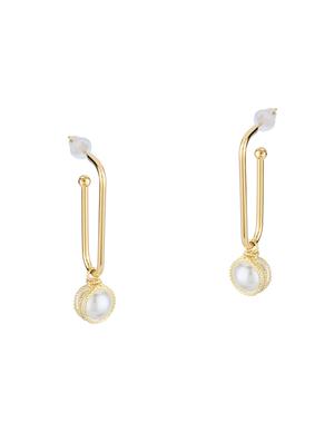 gold metal drop earring - 16936223 - Standard Image - 2
