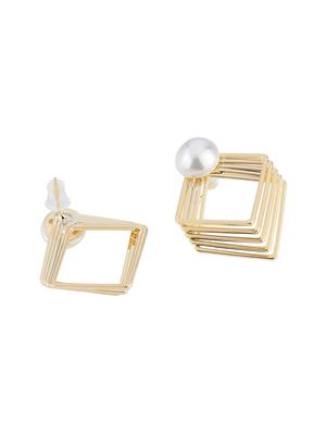 gold metal studs earring - 16936242 - Standard Image - 3