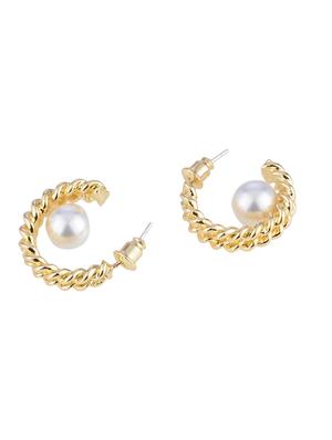 gold metal hoop earring - 16936265 - Standard Image - 3