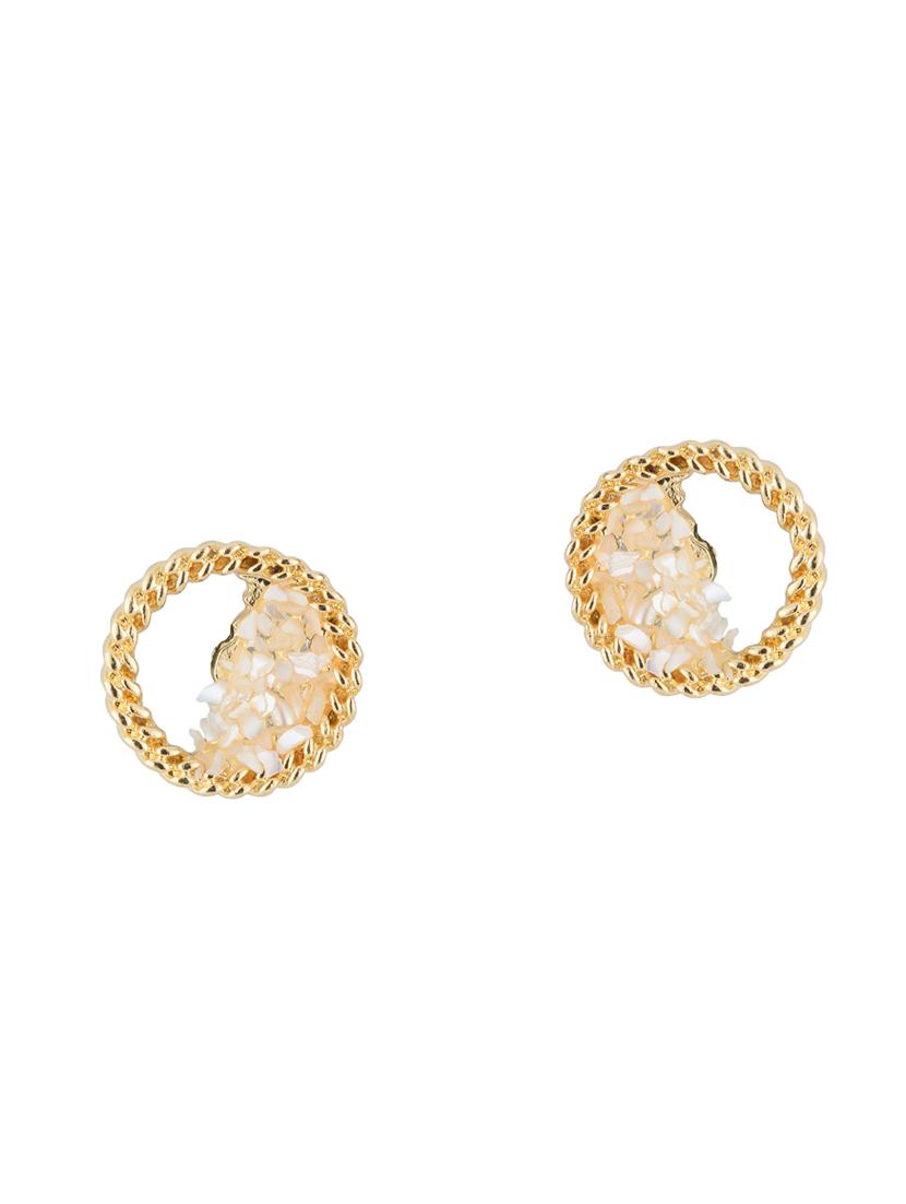 gold metal studs earring - 16936266 - Zoom Image - 2