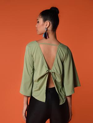 bell sleeved open back & tie top - 16936295 - Standard Image - 4