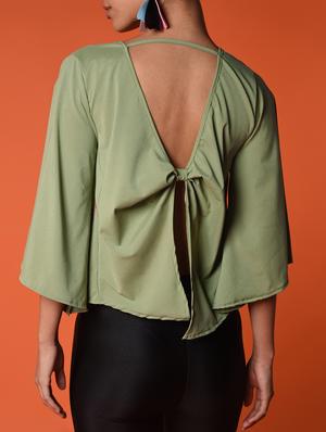 bell sleeved open back & tie top - 16936295 - Standard Image - 5