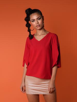 bell sleeved solid top - 16936298 - Standard Image - 3