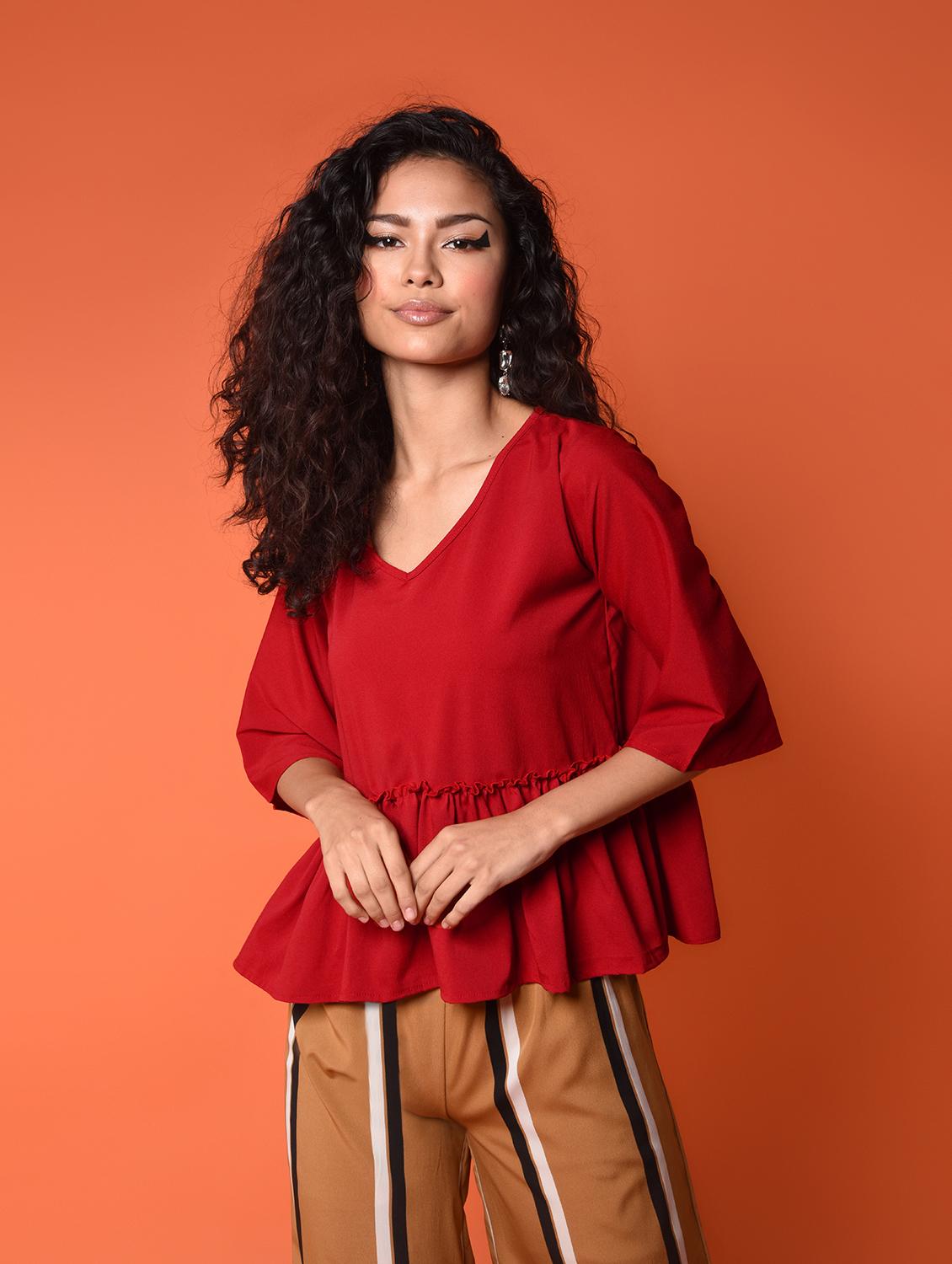 bell sleeved peplum top - 16936299 - Zoom Image - 3