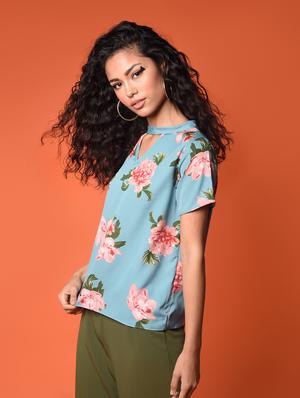 choker neck floral top - 16936304 - Standard Image - 3