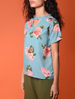 choker neck floral top - 16936304 - Standard Image - 5