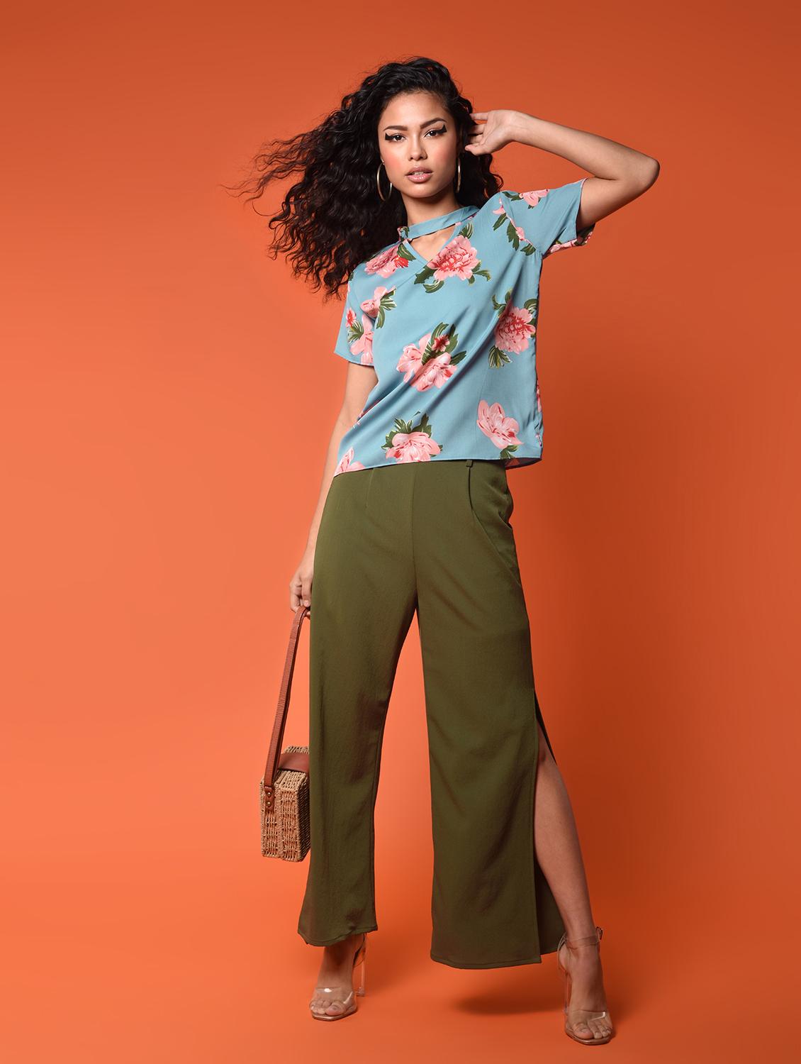 choker neck floral top - 16936304 - Zoom Image - 2