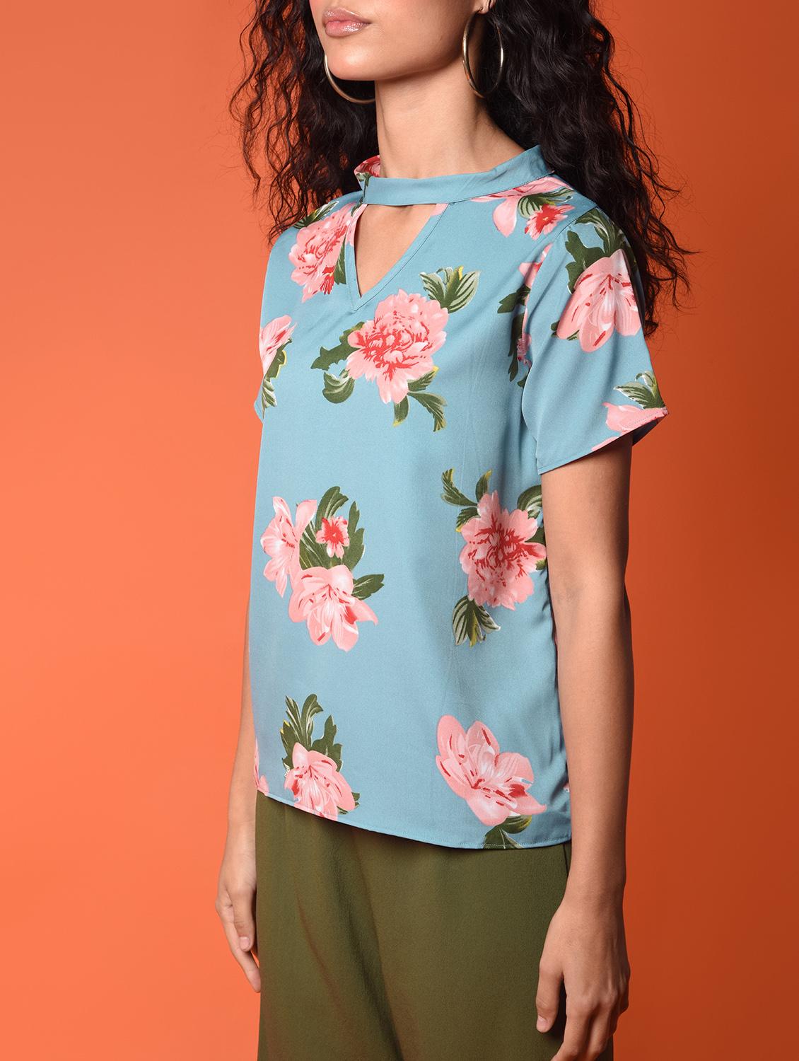 choker neck floral top - 16936304 - Zoom Image - 5