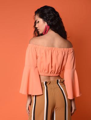 bell sleeved blouson crop top - 16936307 - Standard Image - 4