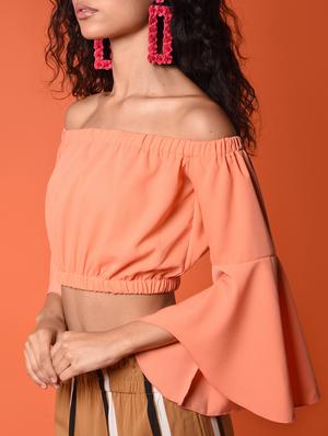 bell sleeved blouson crop top - 16936307 - Standard Image - 5