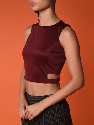 round neck solid crop top - 16936313 - Standard Image - 5