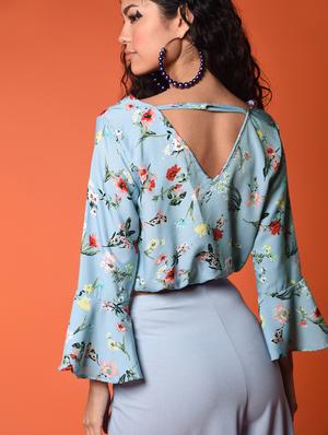 purist blue bell sleeved floral top - 16936441 - Standard Image - 4