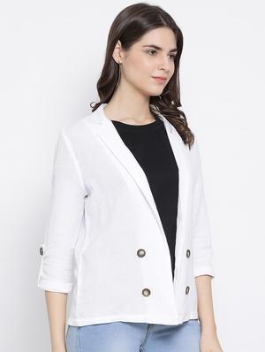 lapel neck button detail blazer - 16936462 - Standard Image - 2