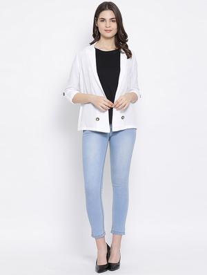 lapel neck button detail blazer - 16936462 - Standard Image - 4