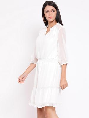 smocked waist solid a-line dress - 16936480 - Standard Image - 2