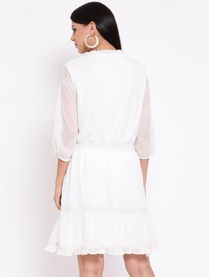 smocked waist solid a-line dress - 16936480 - Standard Image - 3