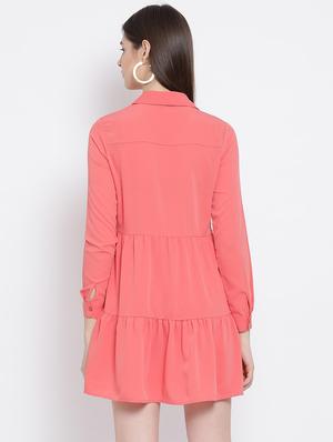 gathered hem button up shirt dress - 16936494 - Standard Image - 3