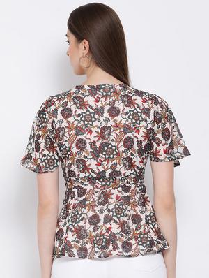flutter sleeved v-neck top - 16936516 - Standard Image - 3