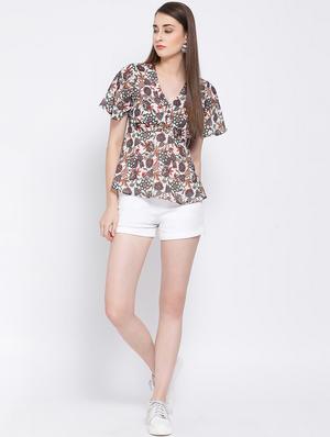 flutter sleeved v-neck top - 16936516 - Standard Image - 4