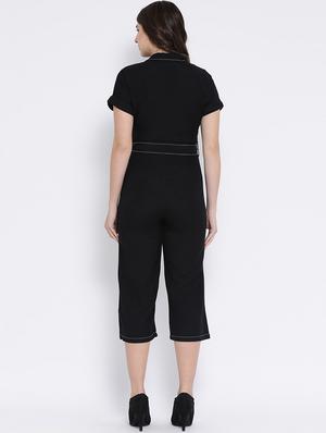 lapel neck tie front jumpsuit - 16936572 - Standard Image - 4