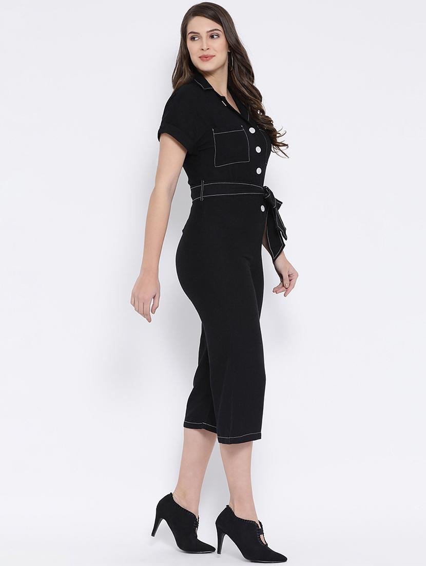 lapel neck tie front jumpsuit - 16936572 - Zoom Image - 2