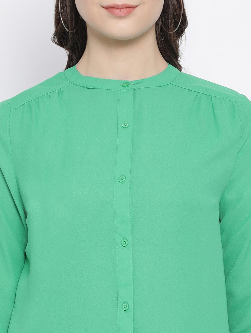 mandarin neck solid shirt - 16936604 - Zoom Image - 5