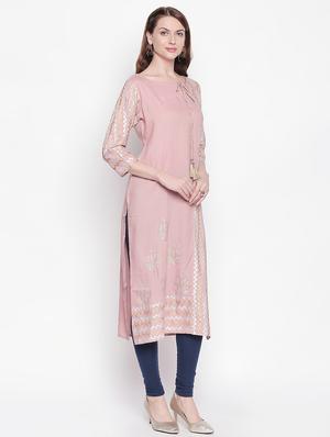 pastel chevron straight kurta - 16936747 - Standard Image - 2