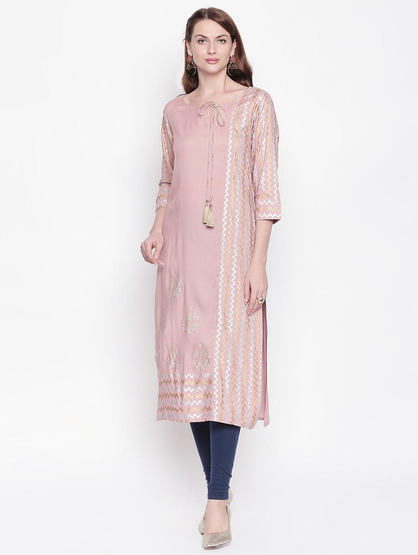 pastel chevron straight kurta - 16936747 - Zoom Image - 1