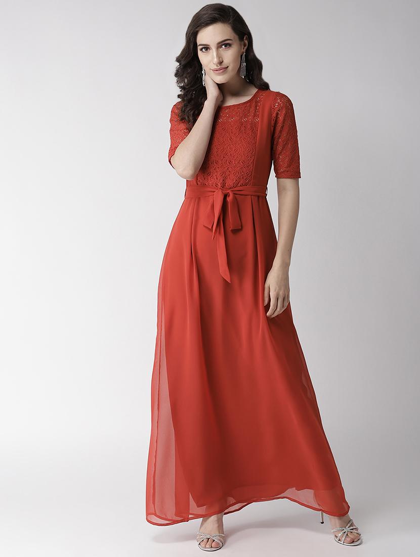 tie front mesh detail maxi dress - 16936854 - Zoom Image - 1