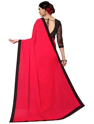 solid bordered saree with blouse - 16937506 - Standard Image - 2