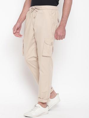 beige solid cargo trouser - 16937604 - Standard Image - 2