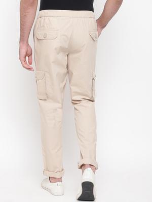 beige solid cargo trouser - 16937604 - Standard Image - 3