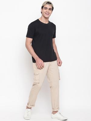 beige solid cargo trouser - 16937604 - Standard Image - 4