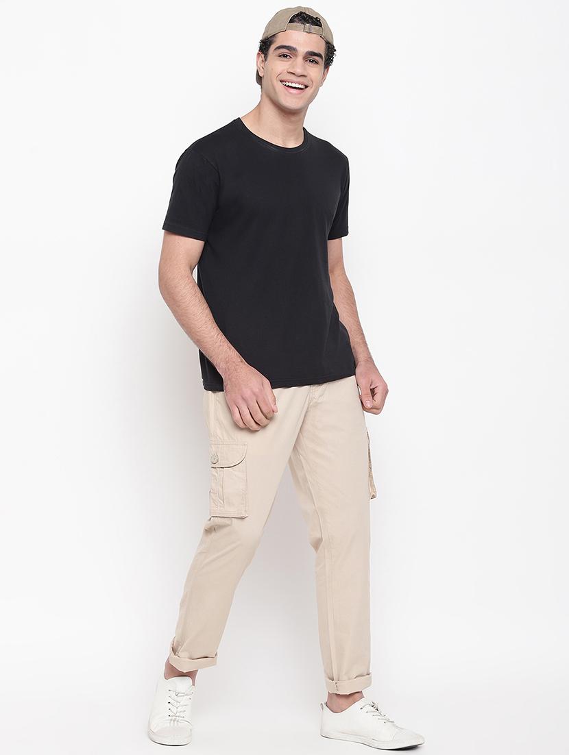beige solid cargo trouser - 16937604 - Zoom Image - 4