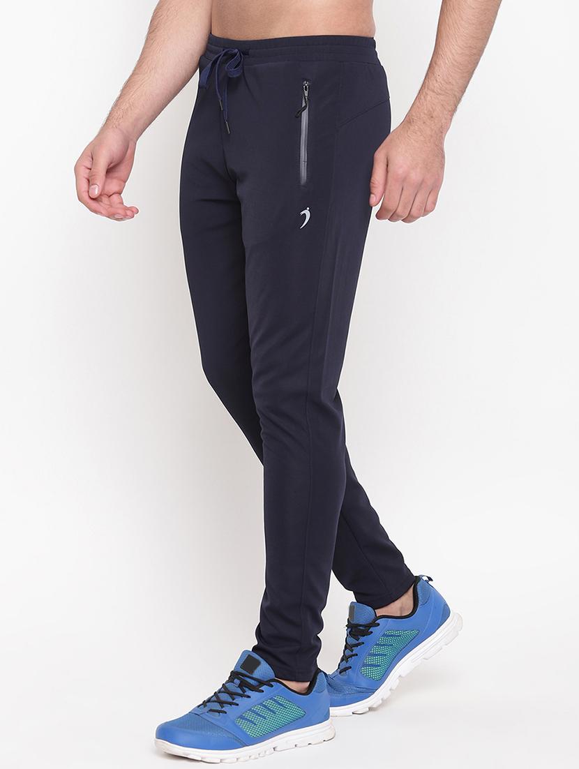 navy blue solid full length track pants - 16937613 - Zoom Image - 2