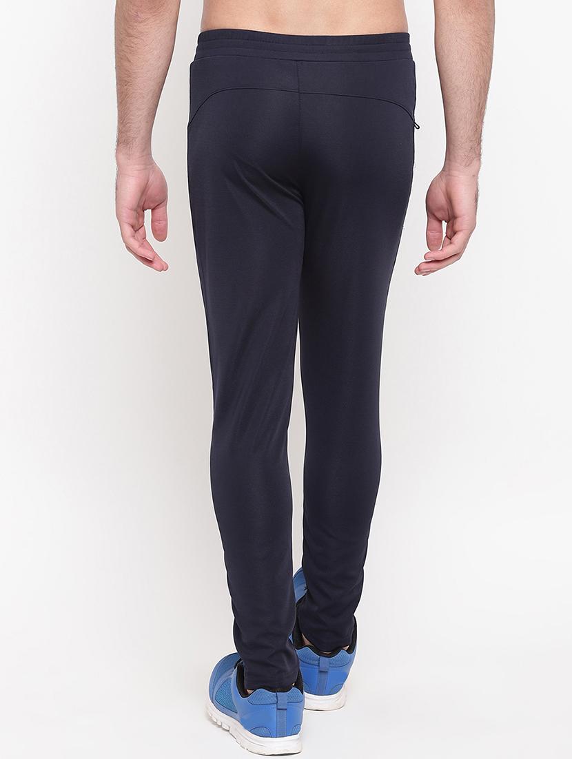 navy blue solid full length track pants - 16937613 - Zoom Image - 3