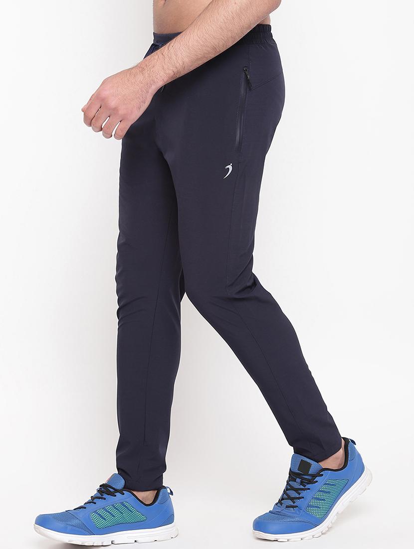 navy blue solid full length track pants - 16937615 - Zoom Image - 2