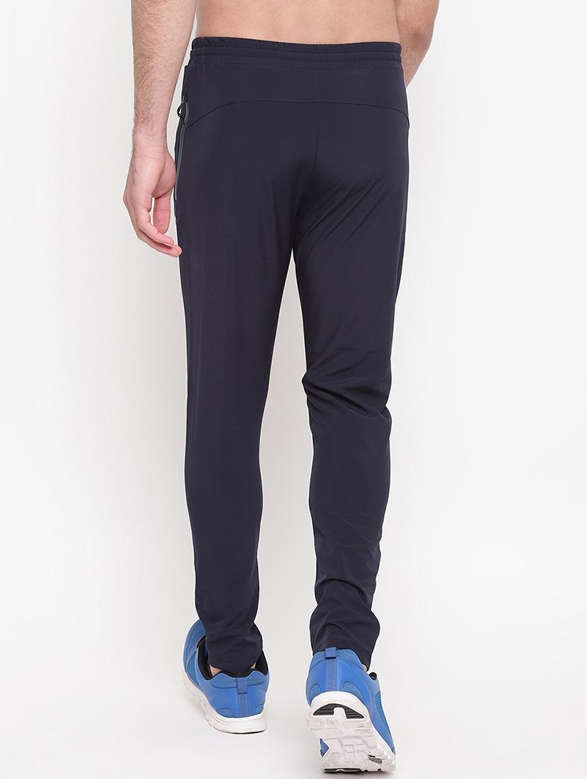 navy blue solid full length track pants - 16937615 - Zoom Image - 3