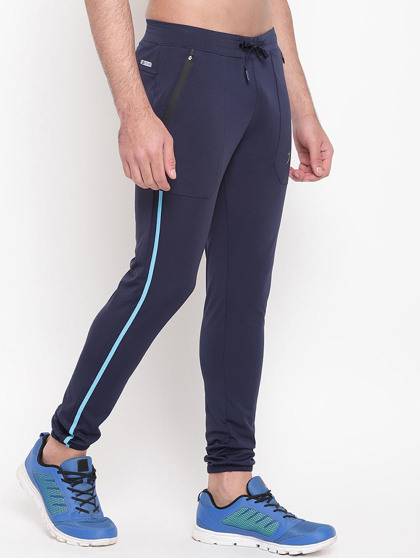 navy blue side striped full length track pant - 16937619 - Zoom Image - 2