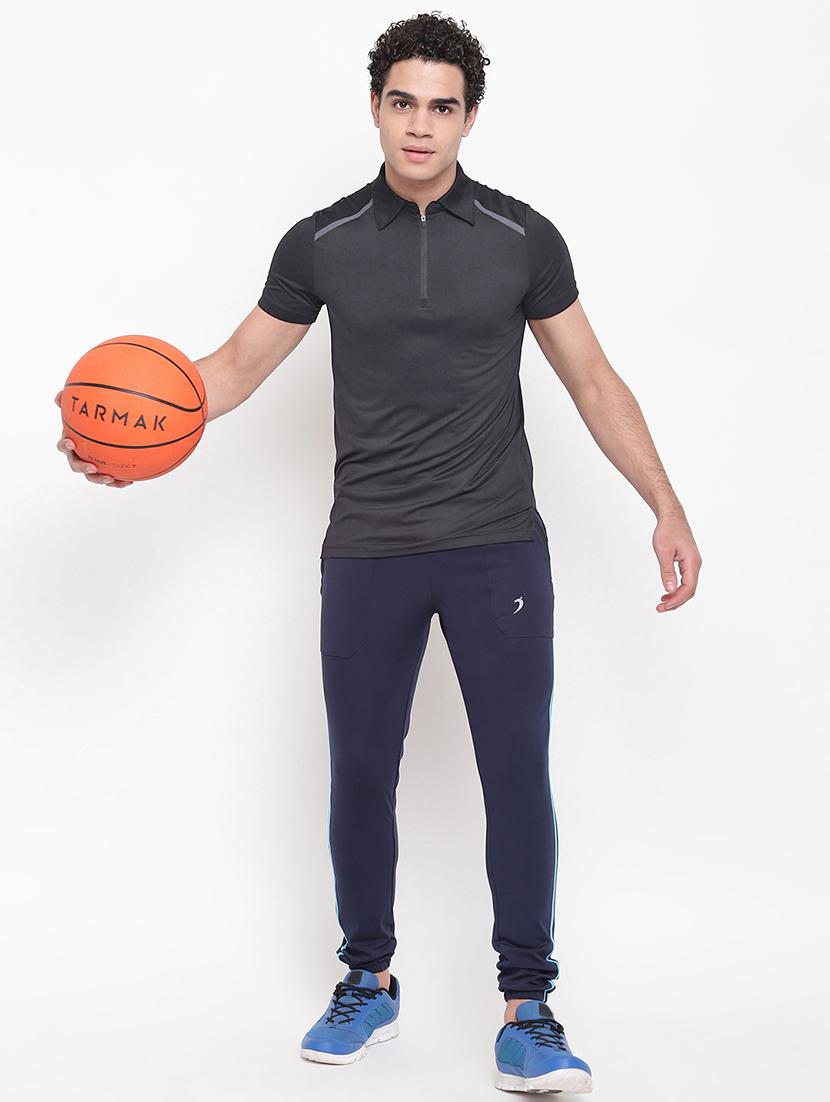 navy blue side striped full length track pant - 16937619 - Zoom Image - 4