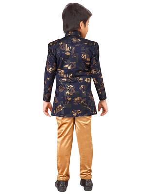 navy blue velvet kurta set - 16937689 - Standard Image - 3