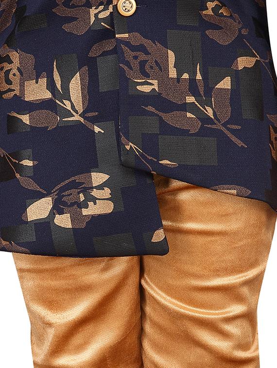 navy blue velvet kurta set - 16937689 - Zoom Image - 4