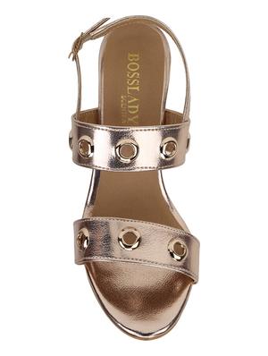 gold back strap sandals - 16938018 - Standard Image - 4