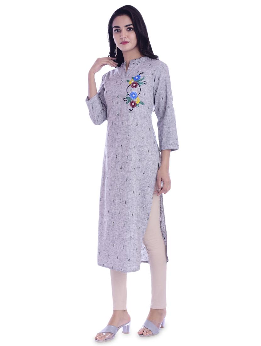 embroidered straight kurta - 16938774 - Zoom Image - 2