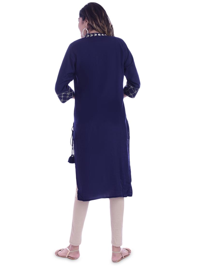 embroidered straight kurta - 16938781 - Zoom Image - 3