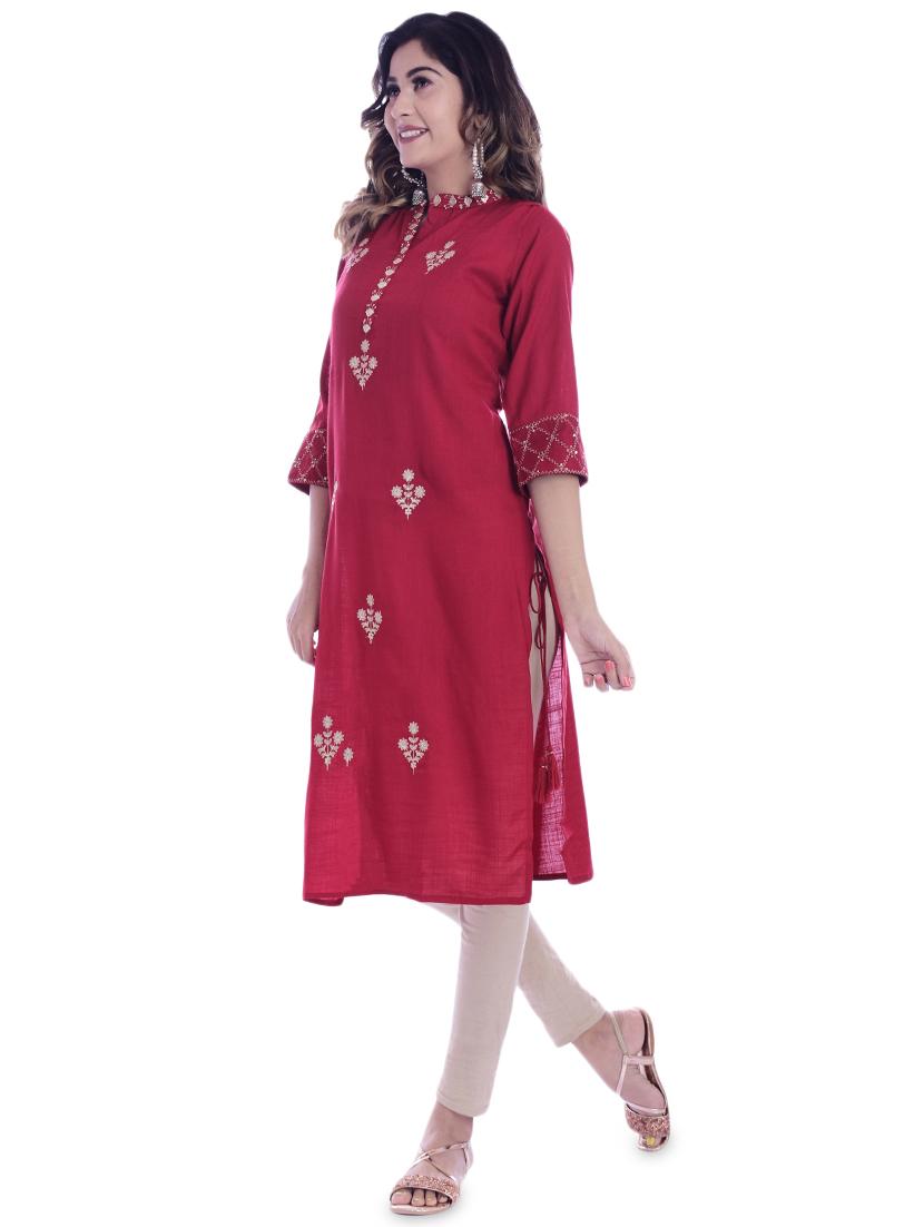 embroidered straight kurta - 16938782 - Zoom Image - 2