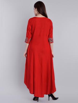 embroidered a-line kurta - 16938787 - Standard Image - 3