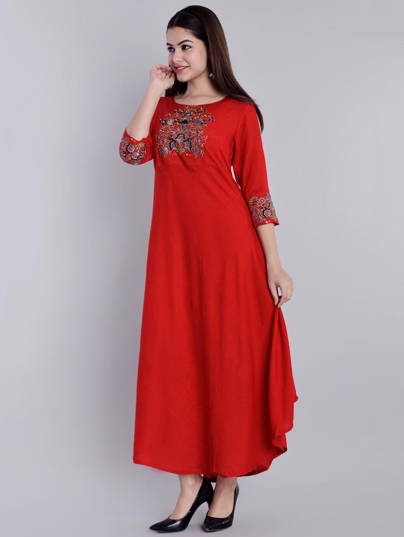 embroidered a-line kurta - 16938787 - Zoom Image - 2